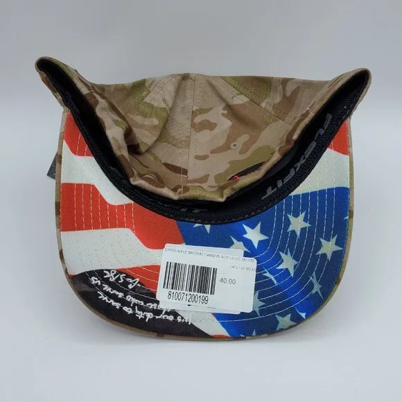 NWT Hooey Chris Kyle Brown Camo Men's Trucker Hat Flexfit American Flag S-M - Picture 6 of 15